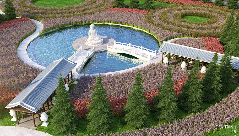 Hoa viên 5 sao sở hữu nhiều tiện ích cũng như tâm linh như đền trình