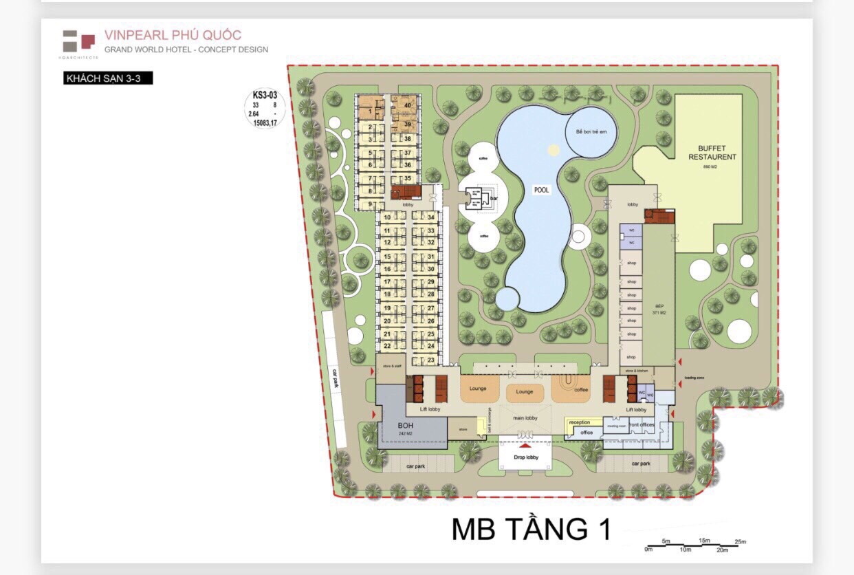 Mặt bằng khách sạn dự án Grand World  Phú Quốc