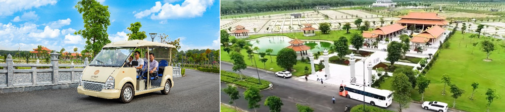 Dịch vụ xe đưa đón khách đi tham quan dự án.