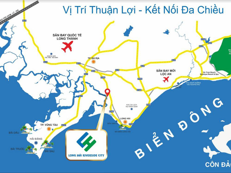 Vị trí thuận lợi kết nối đa chiều dự án Long Hải Riverside City